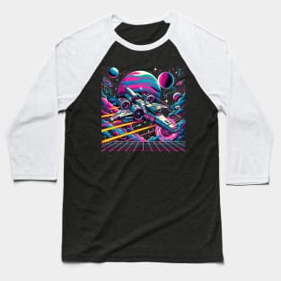 Neon Cosmos: 80s Sci-Fi Space Adventure Baseball T-Shirt